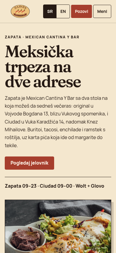 Gotova naslovna strana Zapata demo sajta